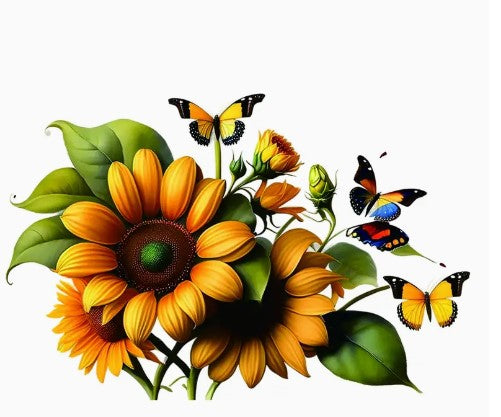 Sunflower and Butterflies #9